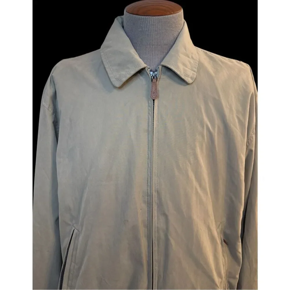 London Fog Retro Classic Khaki Jacket Mesh Lined Men's Size Large L Windbreaker